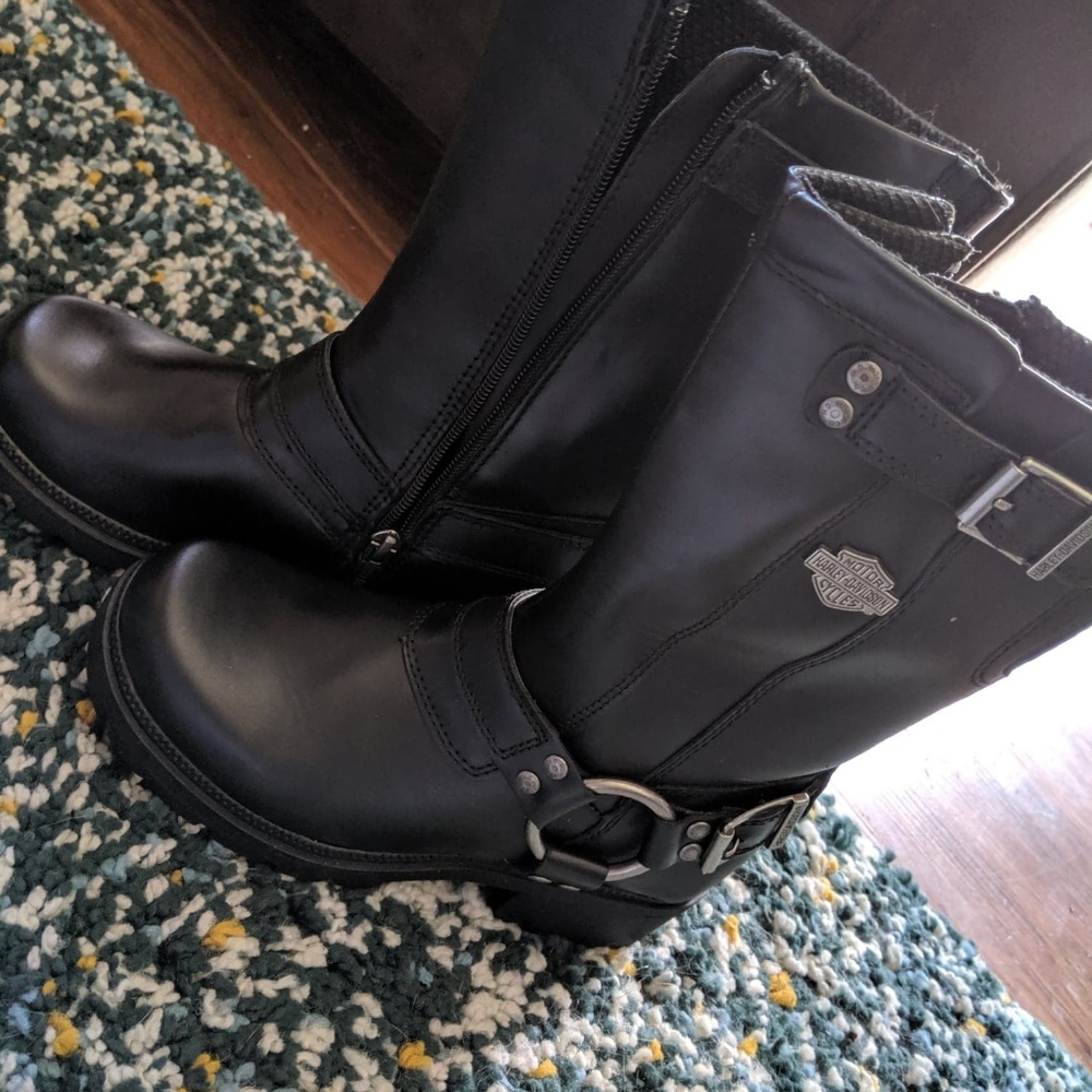 Harley-Davidson leather harness moto boots